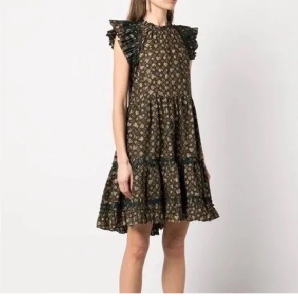 Ulla Johnson Dresses & Skirts - $495 Ulla Johnson Joan Flutter Sleeve Cotton Jupiter Green Mini Dress Size Small